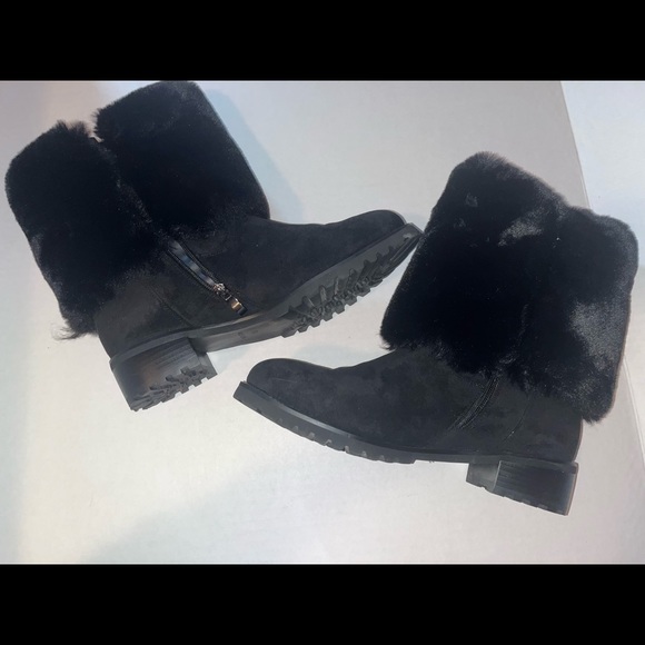 Midnight Velvet Black Sequined Buckled & Fur WMNS Boots SIZE: 10M - Picture 5 of 9